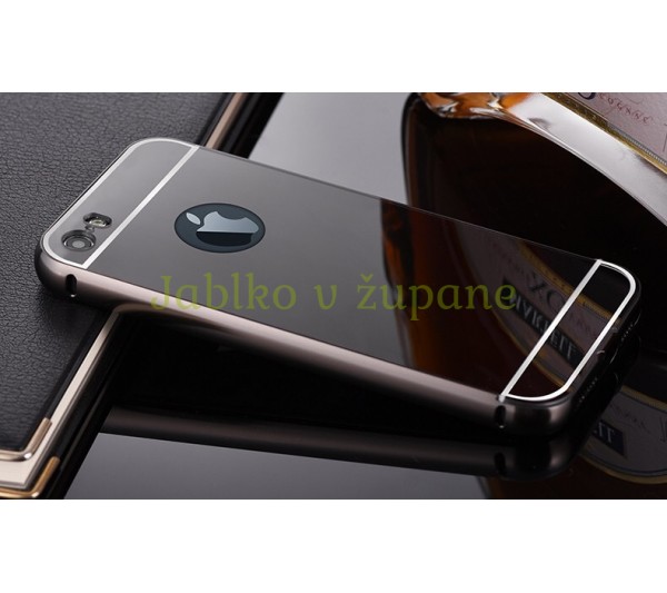 Zrkadlový kryt + bumper iPhone 5/5S/SE - čierny